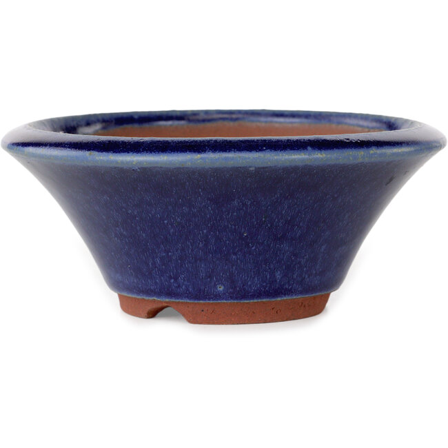 Vaso bonsai rotondo blu scuro di Eime Yozan - 130 x 130 x 55 mm