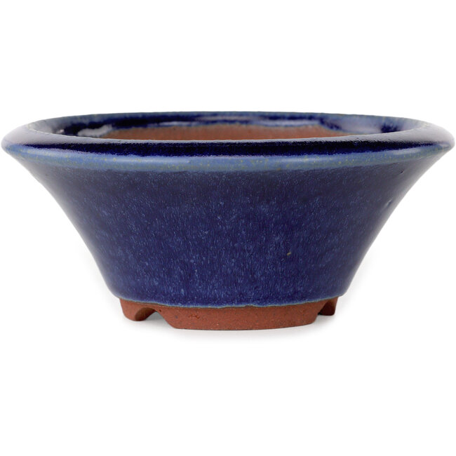 Runder, dunkelblauer Bonsai-Topf von Eime Yozan – 130 x 130 x 55 mm