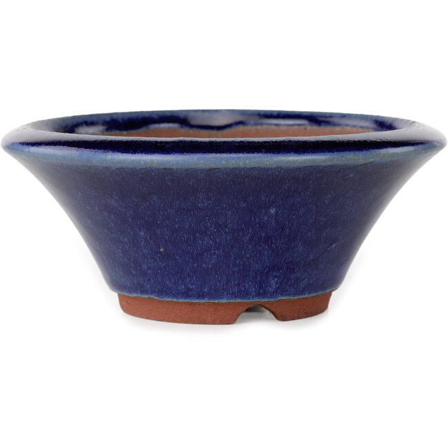 Vaso bonsai rotondo blu scuro di Eime Yozan - 130 x 130 x 55 mm