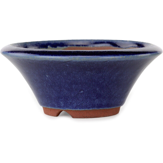 Vaso bonsai rotondo blu scuro di Eime Yozan - 130 x 130 x 55 mm