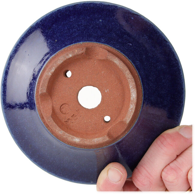 Vaso bonsai rotondo blu scuro di Eime Yozan - 130 x 130 x 55 mm