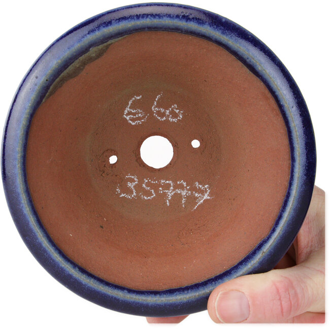 Pot à bonsaï rond bleu foncé par Eime Yozan - 130 x 130 x 55 mm