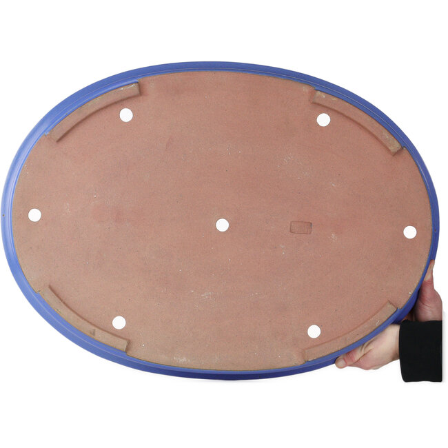 Ovale blauwe bonsaipot van Seizan (Reihou, Kataoka Katsushi, meester Seizan oven) - 632 x 465 x 73 mm