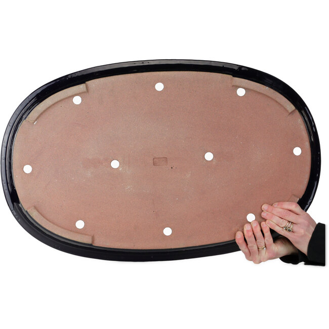 Ovale blauwe bonsaipot van Seizan (Reihou, Kataoka Katsushi, meester Seizan oven) - 687 x 433 x 57 mm