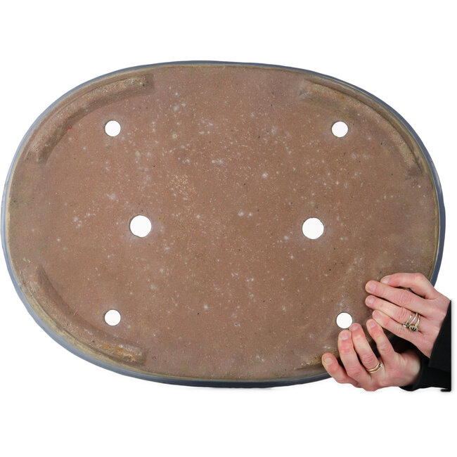 Oval blue bonsai pot - 540 x 400 x 75 mm