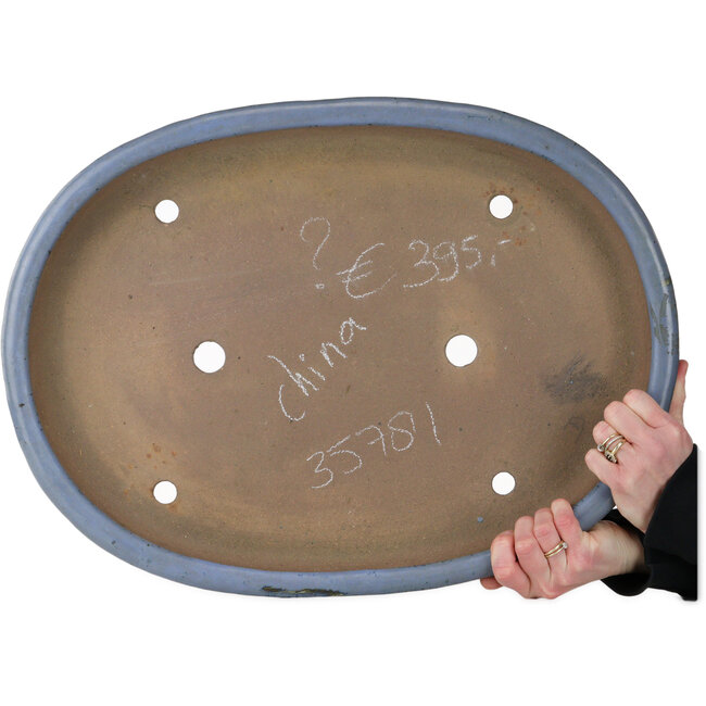 Oval blue bonsai pot - 540 x 400 x 75 mm