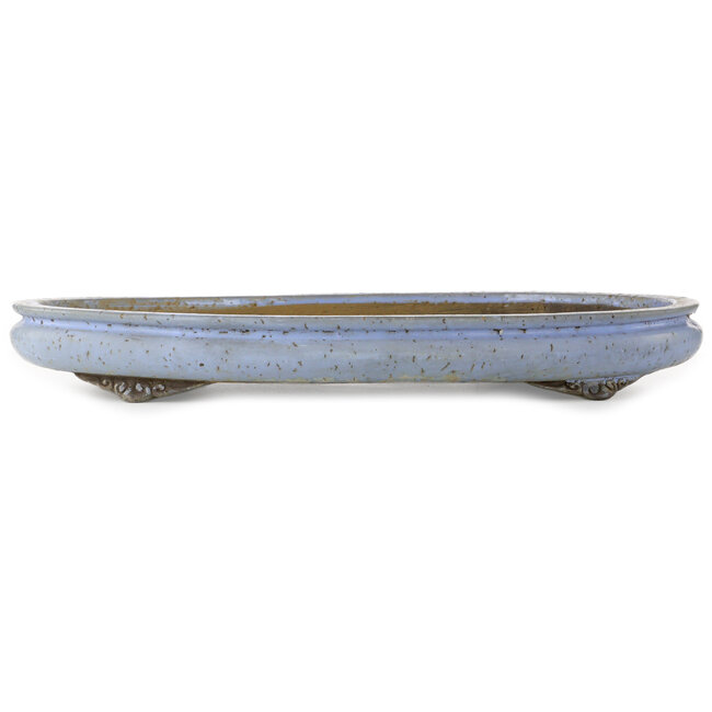 Oval blue bonsai pot by Shuhou - 575 x 405 x 67 mm