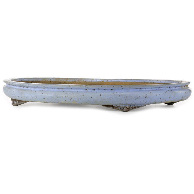 Oval blue bonsai pot by Shuhou - 575 x 405 x 67 mm