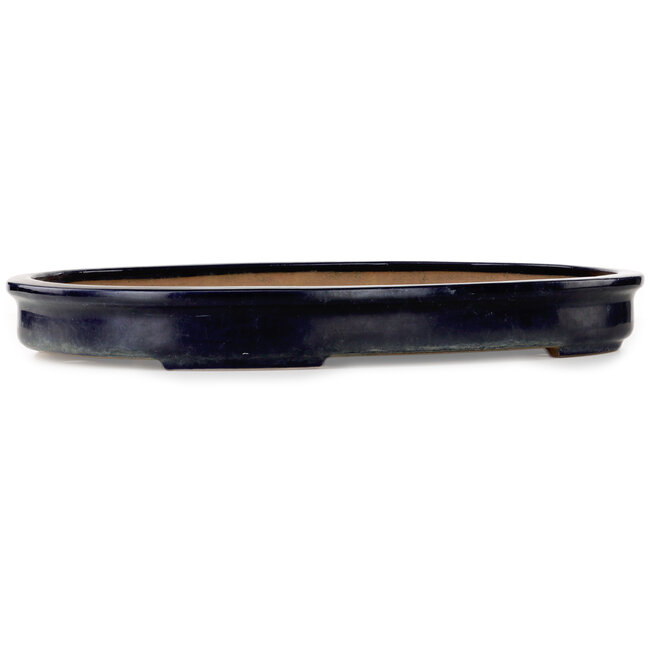 Oval blue bonsai pot by Seizan (Reihou, Kataoka Katsushi, master Seizan kiln) - 577 x 405 x 63 mm