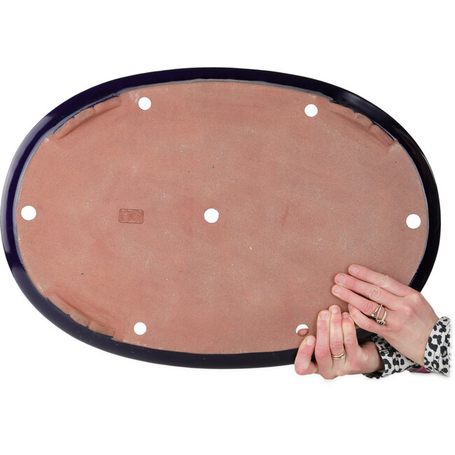 Maceta ovalada para bonsái azul de Seizan (Reihou, Kataoka Katsushi, maestro del horno Seizan) - 555 x 390 x 47 mm