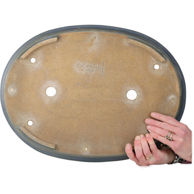 Pot ovale bleu pour bonsaï de Hattori - 490 x 365 x 57 mm