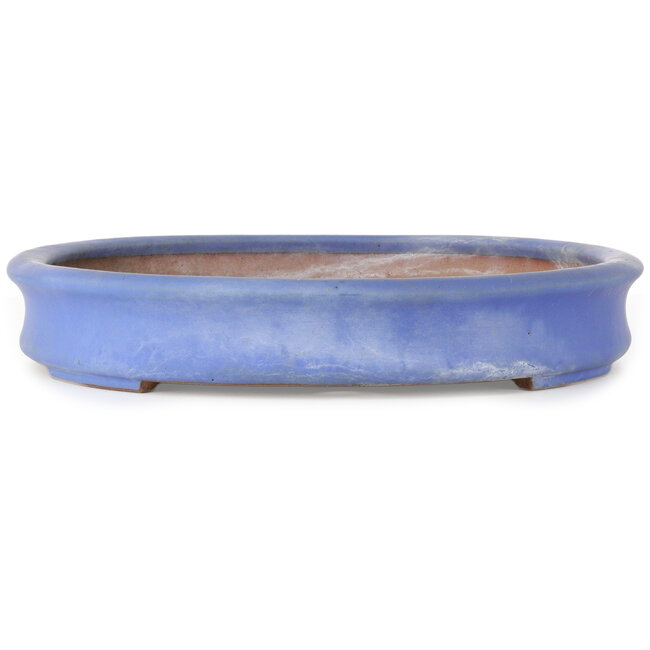 Oval blue bonsai pot by Seizan (Reihou, Kataoka Katsushi, master Seizan kiln) - 470 x 345 x 57 mm