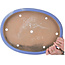 Ovale blauwe bonsaipot van Seizan (Reihou, Kataoka Katsushi, meester Seizan oven) - 470 x 345 x 57 mm