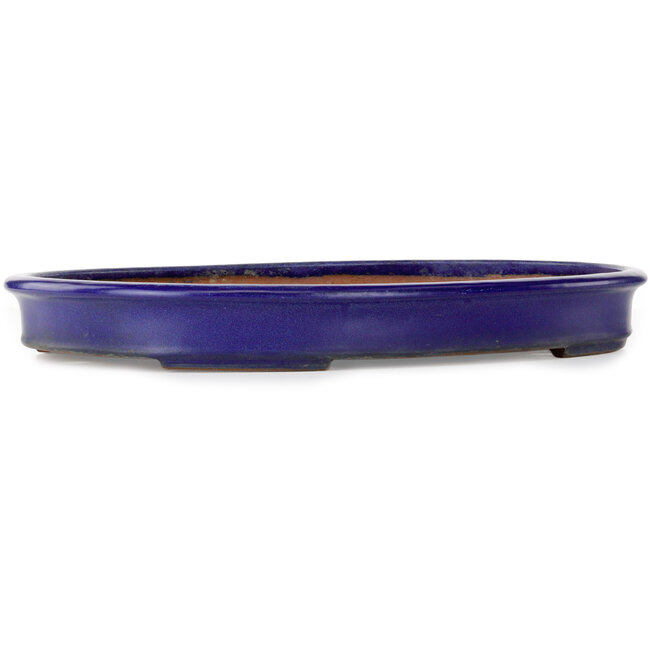 Oval blue bonsai pot by Yamafusa - 475 x 342 x 55 mm