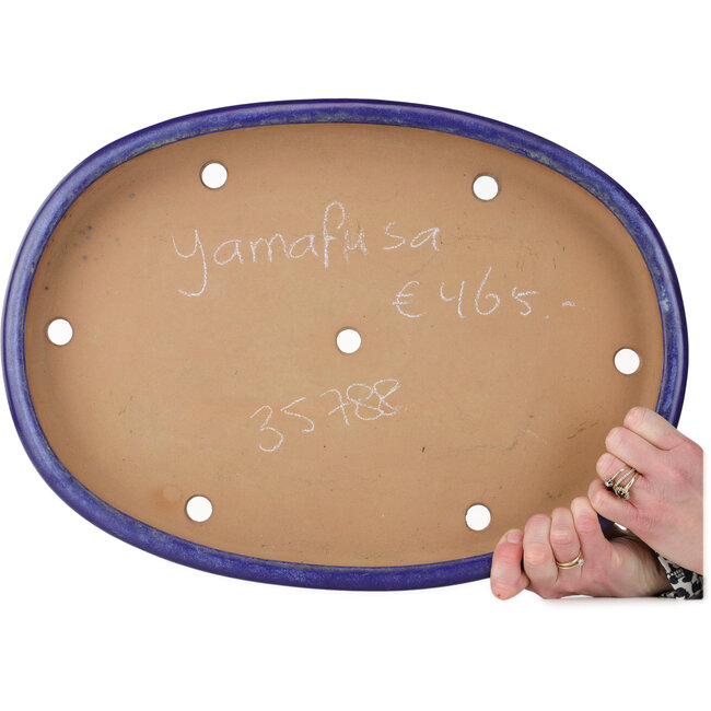 Ovale blauwe bonsaipot van Yamafusa - 475 x 342 x 55 mm