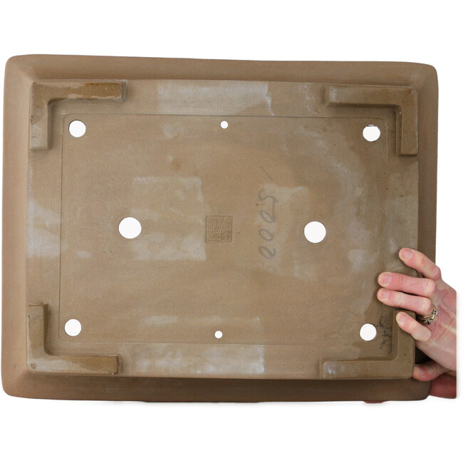 Maceta rectangular sin esmaltar para bonsái de Aiba Koyou - 470 x 372 x 115 mm