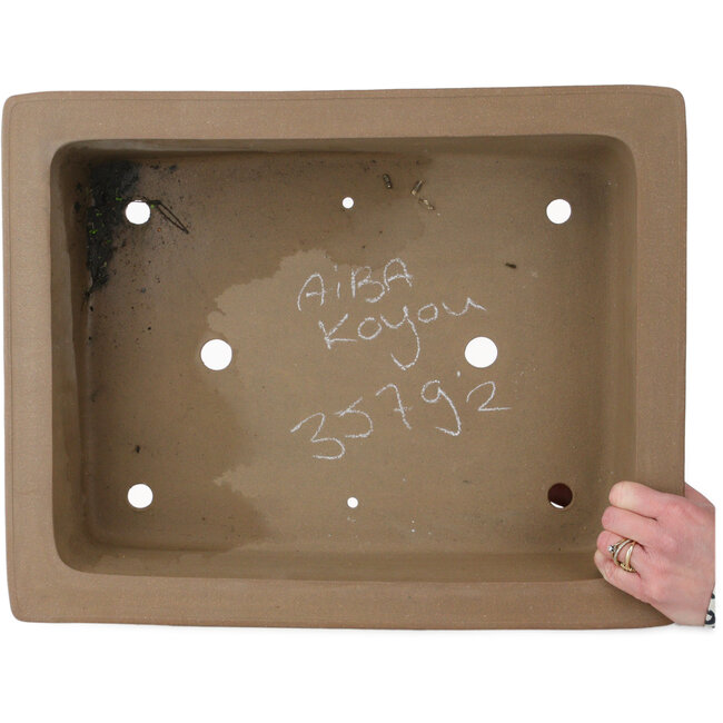 Vaso bonsai rettangolare non smaltato di Aiba Koyou - 470 x 372 x 115 mm