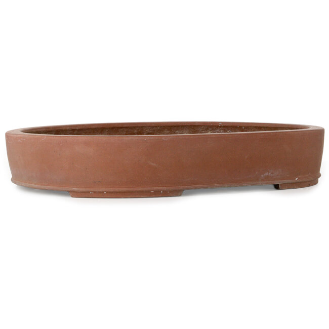 Oval unglazed bonsai pot by Shouzan Kaneshou (Masami Watanabe) - 565 x 430 x 105 mm
