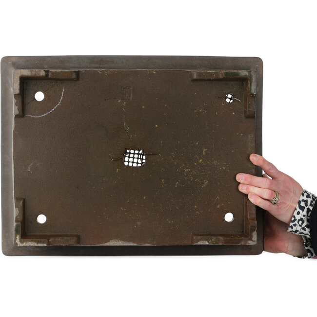Maceta rectangular para bonsái sin esmaltar de Inaba Toen - 467 x 362 x 147 mm