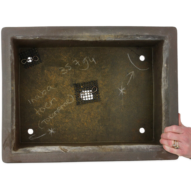 Maceta rectangular para bonsái sin esmaltar de Inaba Toen - 467 x 362 x 147 mm