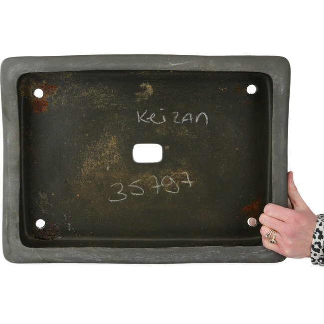 Maceta rectangular sin esmaltar para bonsái de Keizan - 460 x 340 x 95 mm