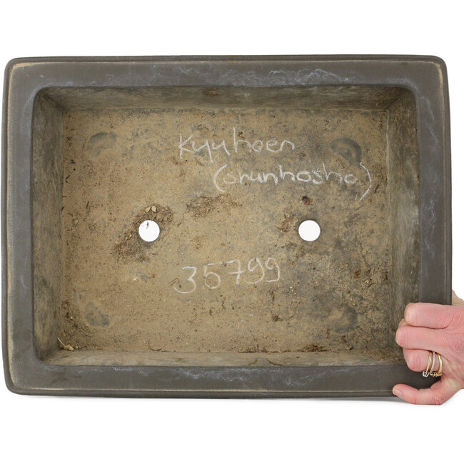 Pot à bonsaï rectangulaire non émaillé de Kyuhoen (Shunhosho) - 402 x 305 x 125 mm