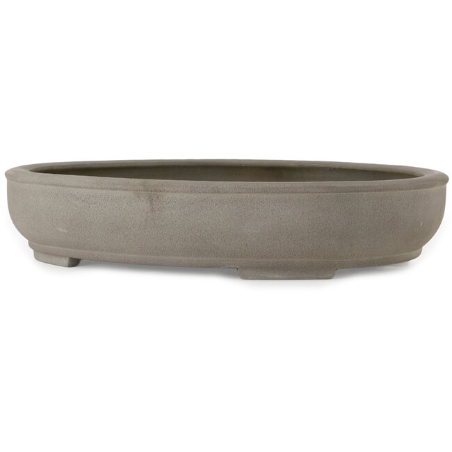 Ovale, ongeglazuurde bonsaipot van Yamaaki Toshio (derde generatie) - 535 x 455 x 105 mm