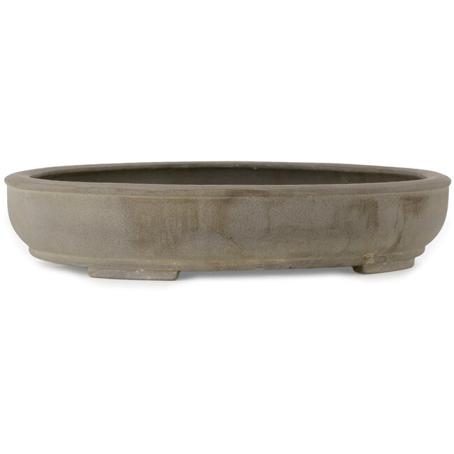 Oval unglazed bonsai pot by Yamaaki Toshio (third generation) - 535 x 455 x 105 mm