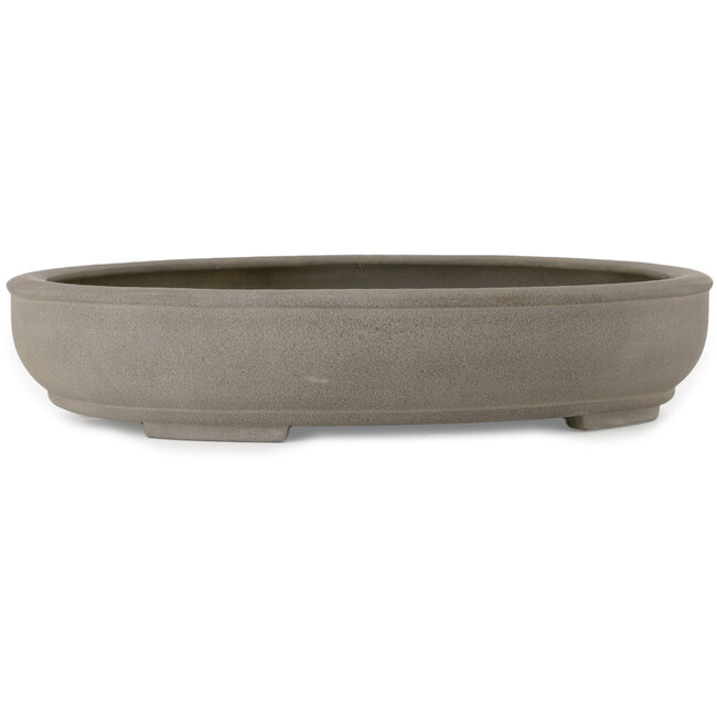 Ovale, ongeglazuurde bonsaipot van Yamaaki Toshio (derde generatie) - 535 x 455 x 105 mm