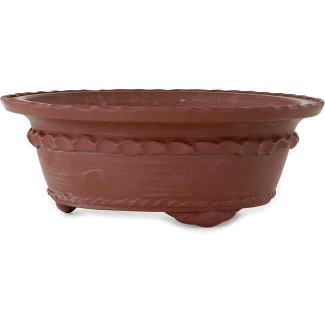 Ronde, ongeglazuurde bonsaipot van Shouzan Mizuno - 325 x 325 x 120 mm