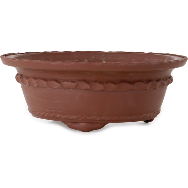 Round unglazed bonsai pot by Shouzan Mizuno - 325 x 325 x 120 mm