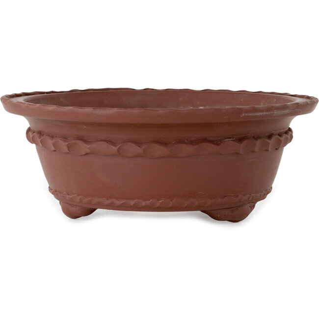 Ronde, ongeglazuurde bonsaipot van Shouzan Mizuno - 325 x 325 x 120 mm