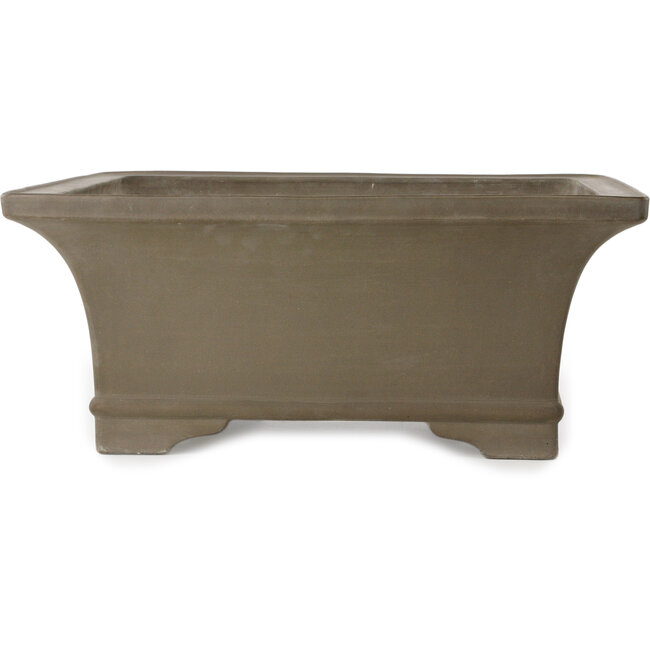 Square unglazed bonsai pot by Suishoen Hekisui - 467 x 467 x 195 mm