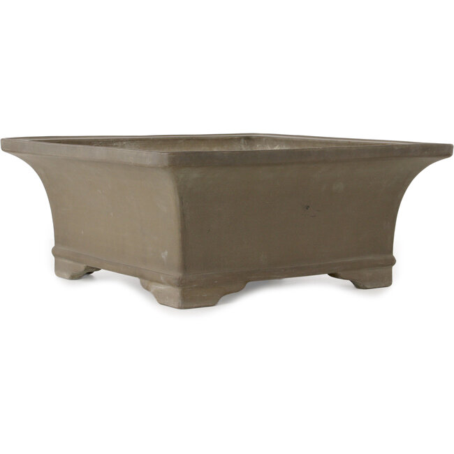 Pot à bonsaï carré non émaillé de Suishoen Hekisui - 467 x 467 x 195 mm