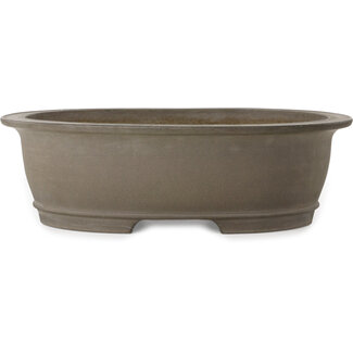 Gyouzan - Yukizyou Nakano & Yuuji Nakano Vaso bonsai ovale non smaltato da 530 mm di Gyouzan, Tokoname, Giappone