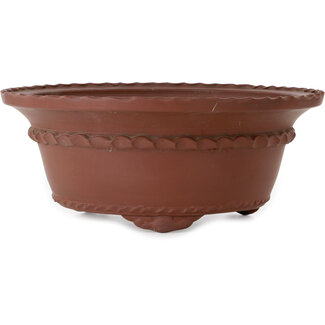 Shouzan Mizuno Vaso bonsai rotondo non smaltato da 405 mm di Shouzan Mizuno, Tokoname, Giappone