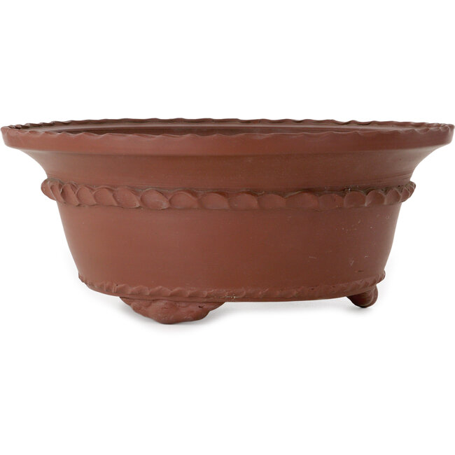 Round unglazed bonsai pot by Shouzan Mizuno - 405 x 405 x 165 mm