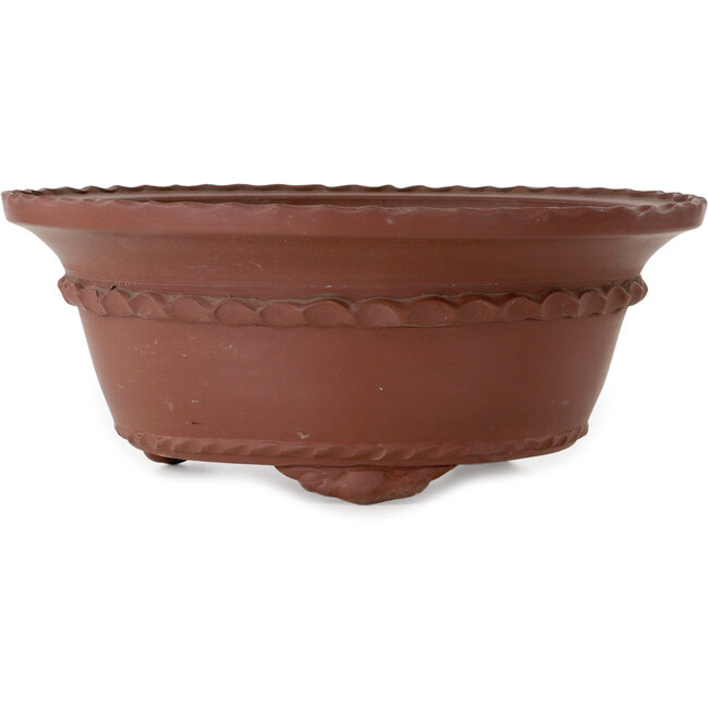 Round unglazed bonsai pot by Shouzan Mizuno - 405 x 405 x 165 mm