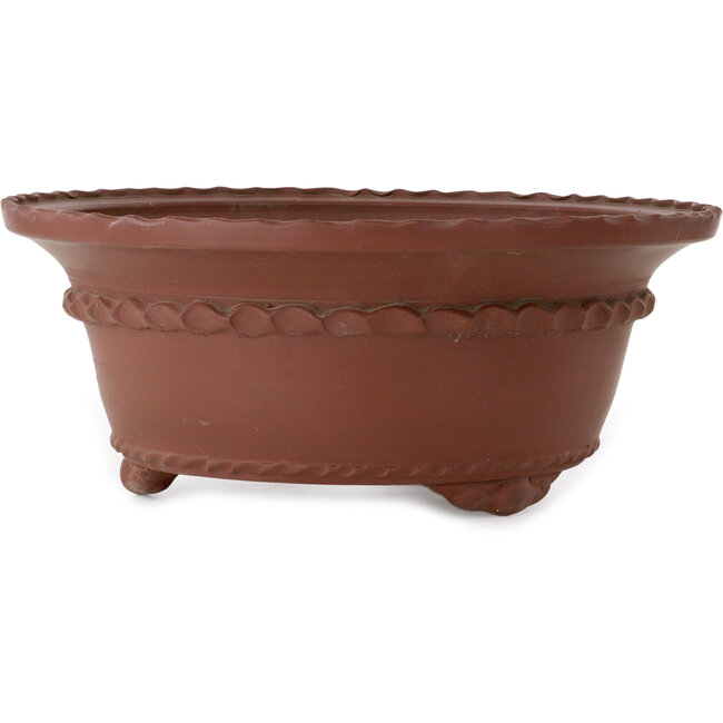 Round unglazed bonsai pot by Shouzan Mizuno - 405 x 405 x 165 mm