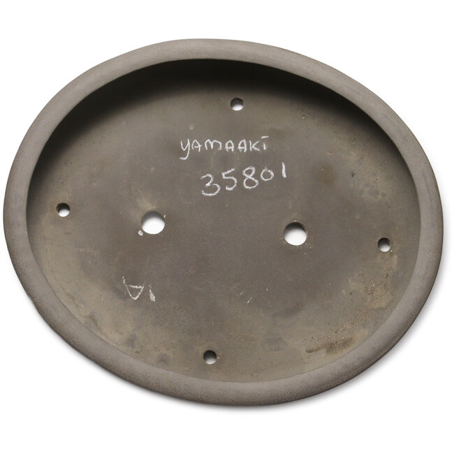 Ovale, ongeglazuurde bonsaipot van Yamaaki Toshio (derde generatie) - 535 x 455 x 105 mm