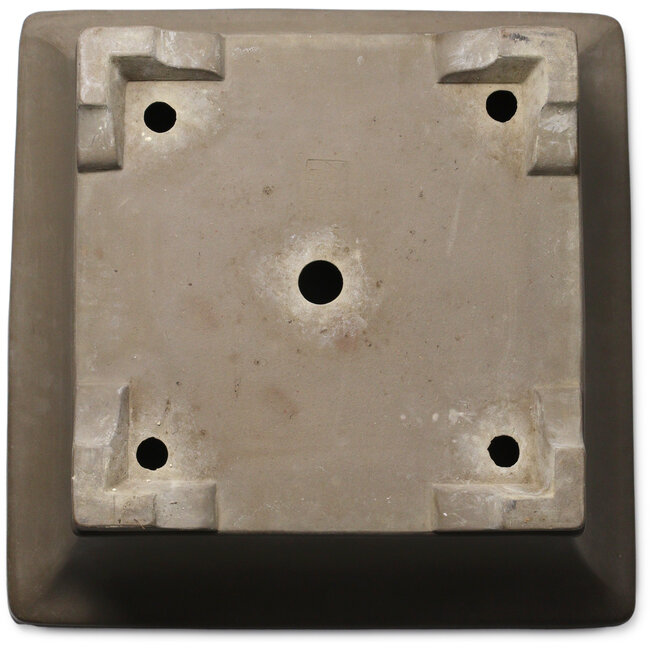 Square unglazed bonsai pot by Suishoen Hekisui - 467 x 467 x 195 mm