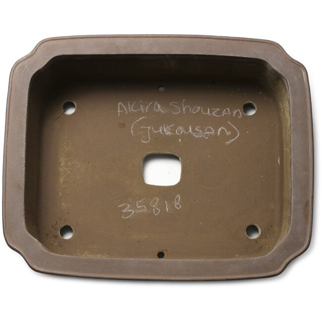 Vaso bonsai Mokko non smaltato di Akira Shozan (Sig. Akira Watanabe e Sig. Fumikazu Watanabe, Jukousan) - 425 x 345 x 135 mm