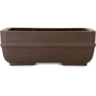  Yamaaki Maceta para bonsái rectangular sin esmaltar de 330 mm de Yamaaki Toshio (tercera generación), Tokoname, Japón