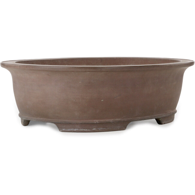 Oval unglazed bonsai pot by Gyouzan - 473 x 380 x 140 mm