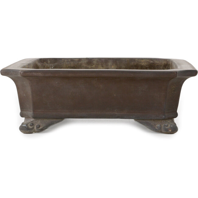 Rectangular unglazed bonsai pot by Yamaaki Toshio (third generation) - 368 x 275 x 90 mm