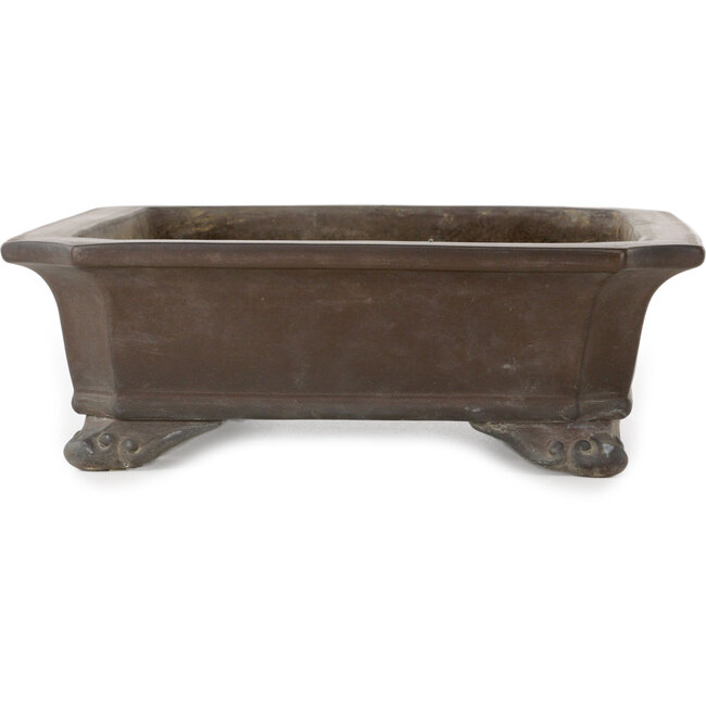 Rectangular unglazed bonsai pot by Yamaaki Toshio (third generation) - 368 x 275 x 90 mm