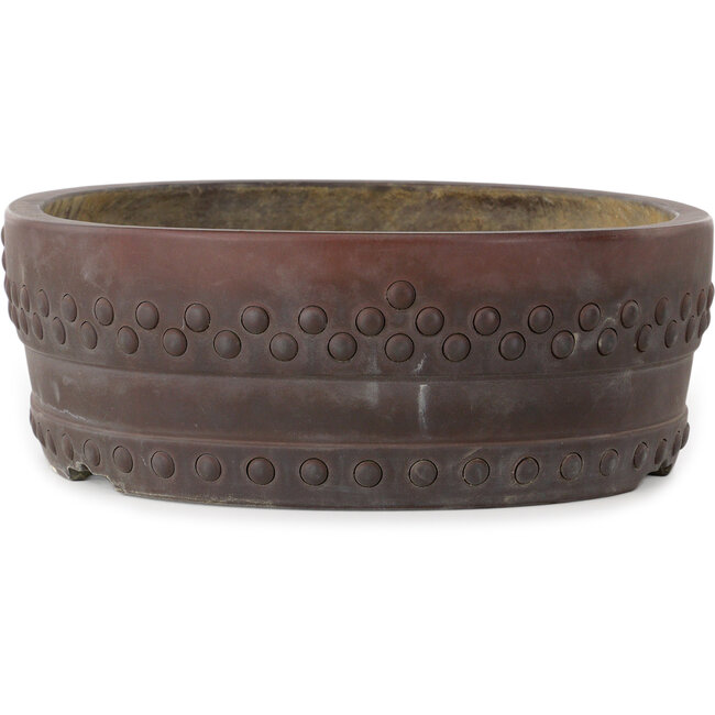 Pot à bonsaï ovale non émaillé de Senkoen - 400 x 312 x 110 mm