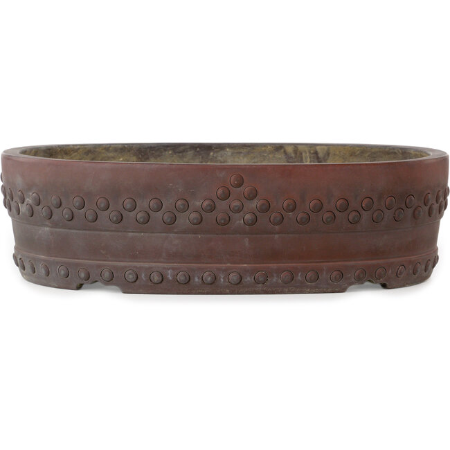 Oval unglazed bonsai pot by Senkoen - 400 x 312 x 110 mm