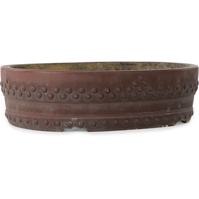 Oval unglazed bonsai pot by Senkoen - 400 x 312 x 110 mm