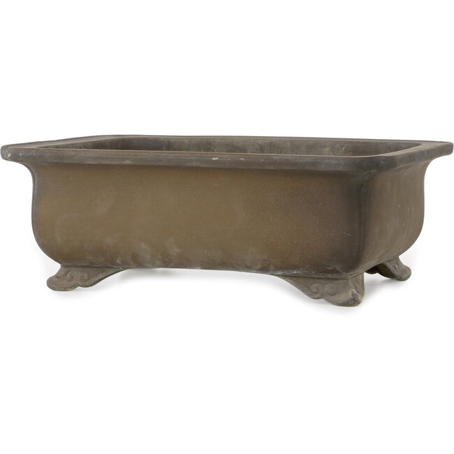 Rectangular unglazed bonsai pot by Inaba Toen - 350 x 262 x 122 mm